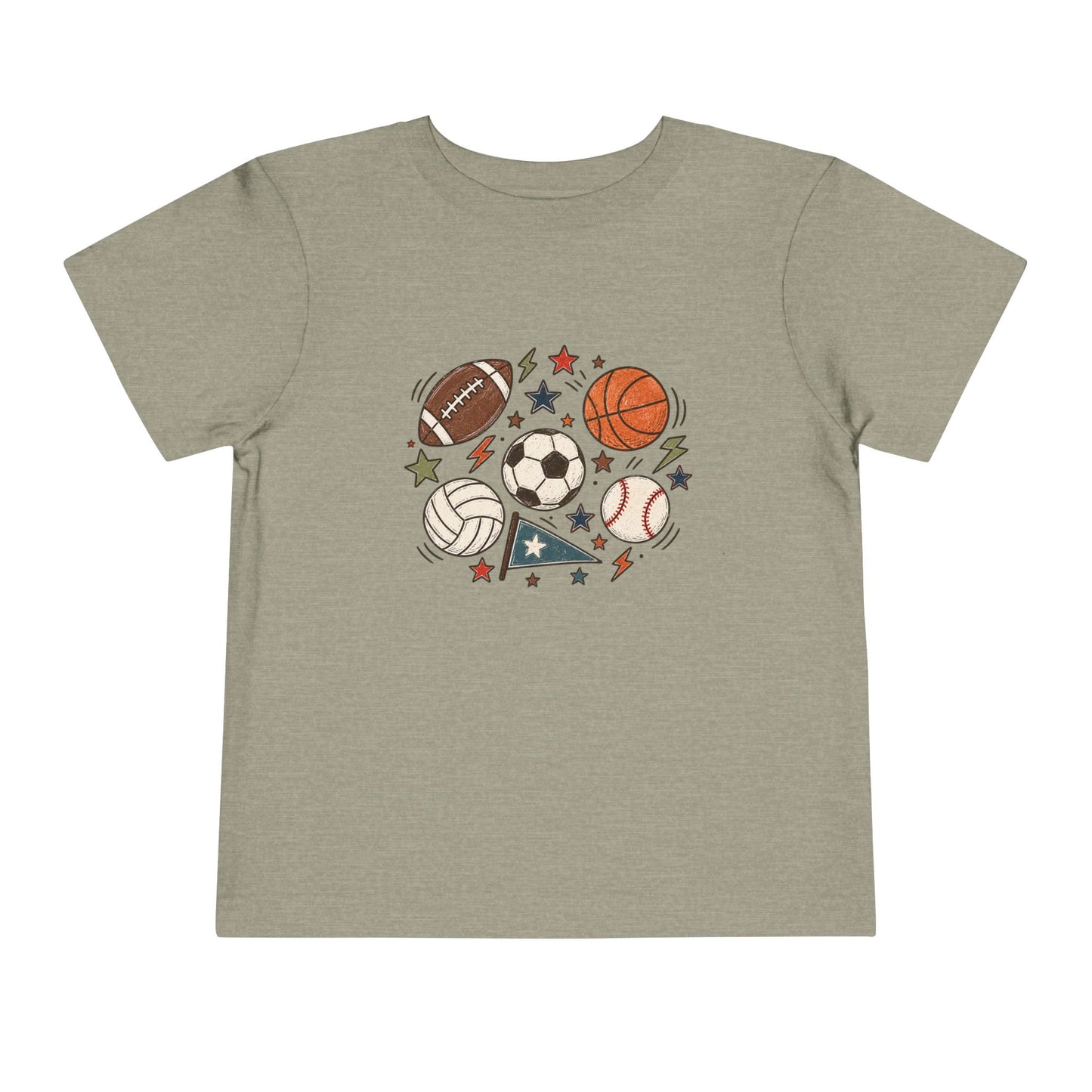 Toddler Sports Balls Tee — Cute Soccer, Football, Basketball & Baseball Graphic Shirt