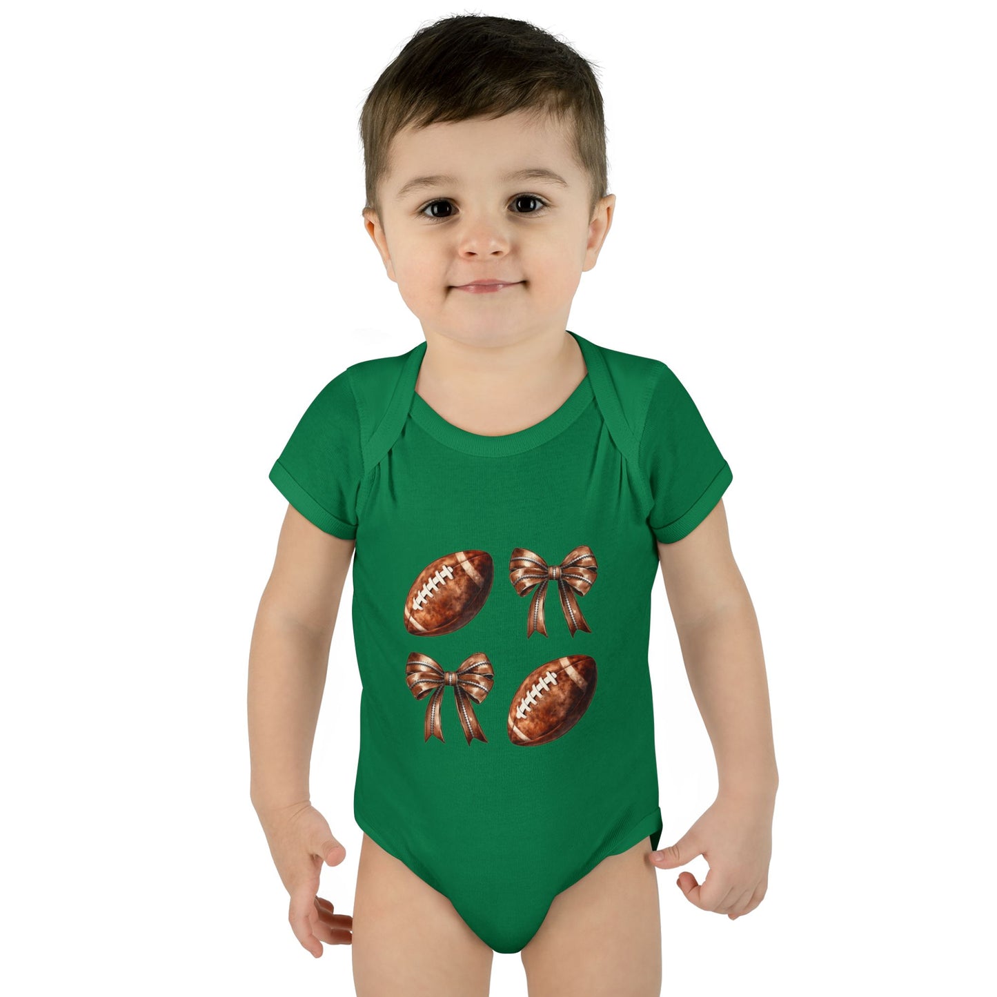 Baby Bodysuit — Football & Bow Pattern Infant Onesie (Cute Game Day Outfit)
