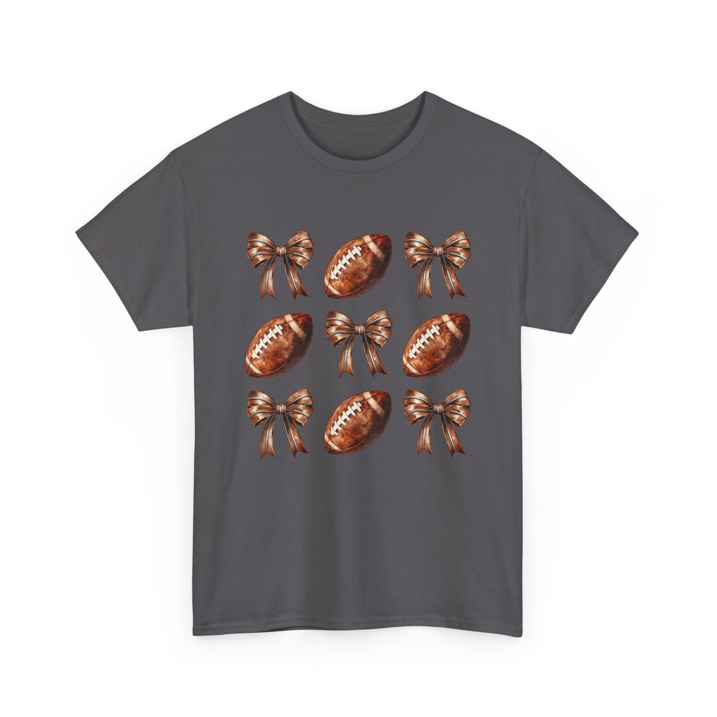 Football & Bows Tee — Cute Game Day Shirt for Fans & Moms