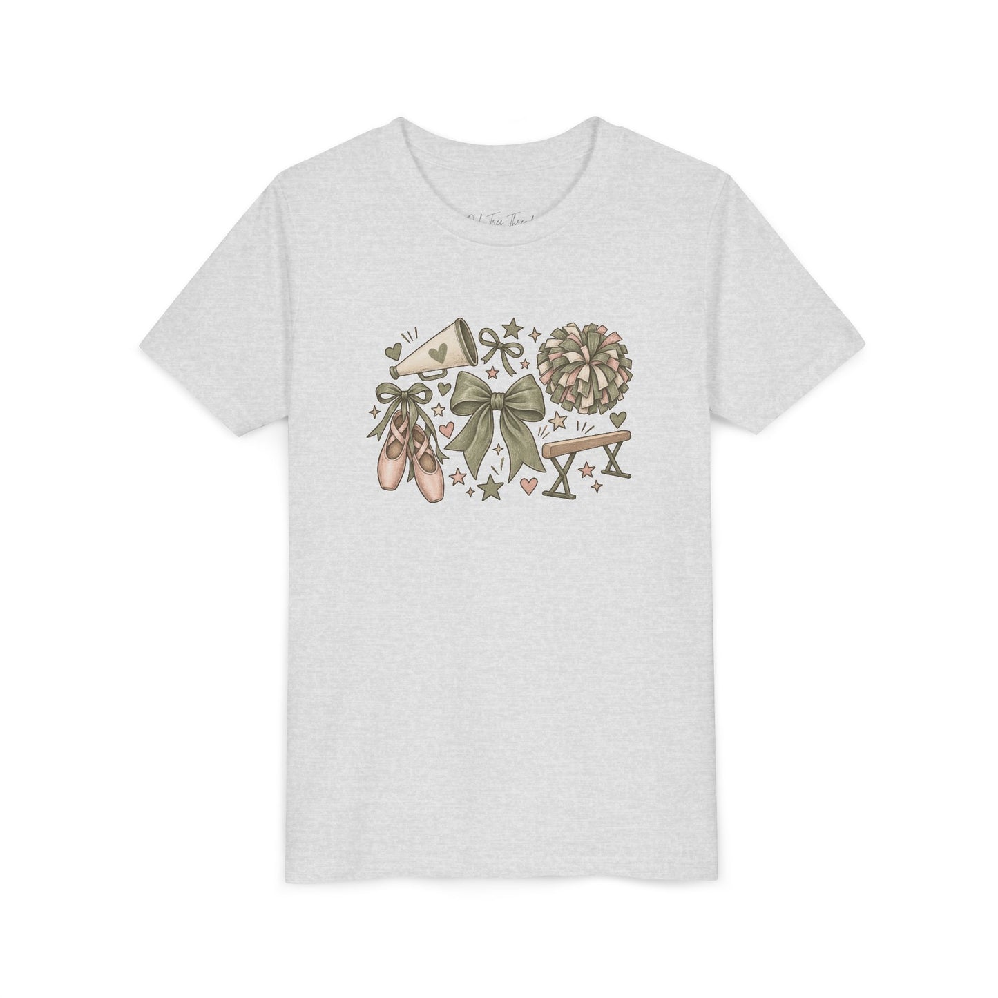 Ballet Floral Youth Tee — Pink Ballet Slippers & Bow Dance Shirt