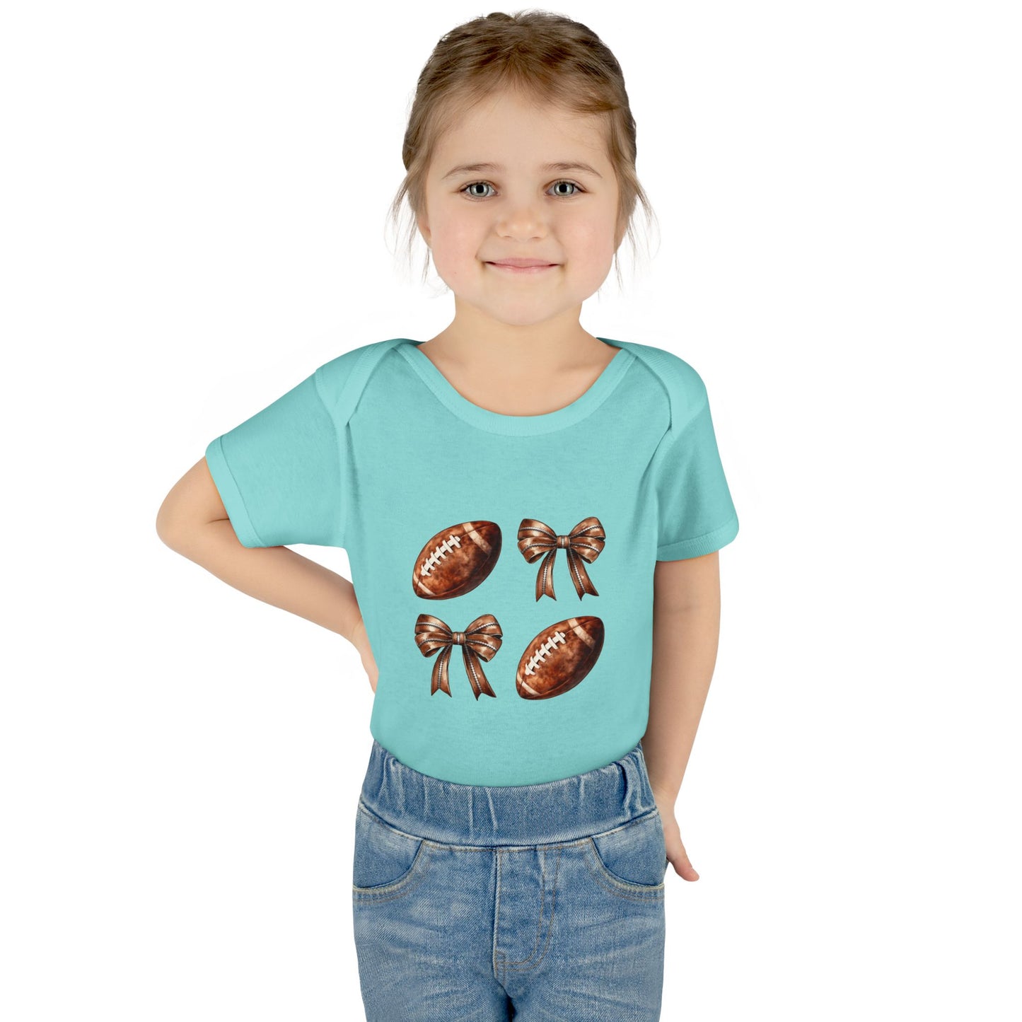 Baby Bodysuit — Football & Bow Pattern Infant Onesie (Cute Game Day Outfit)