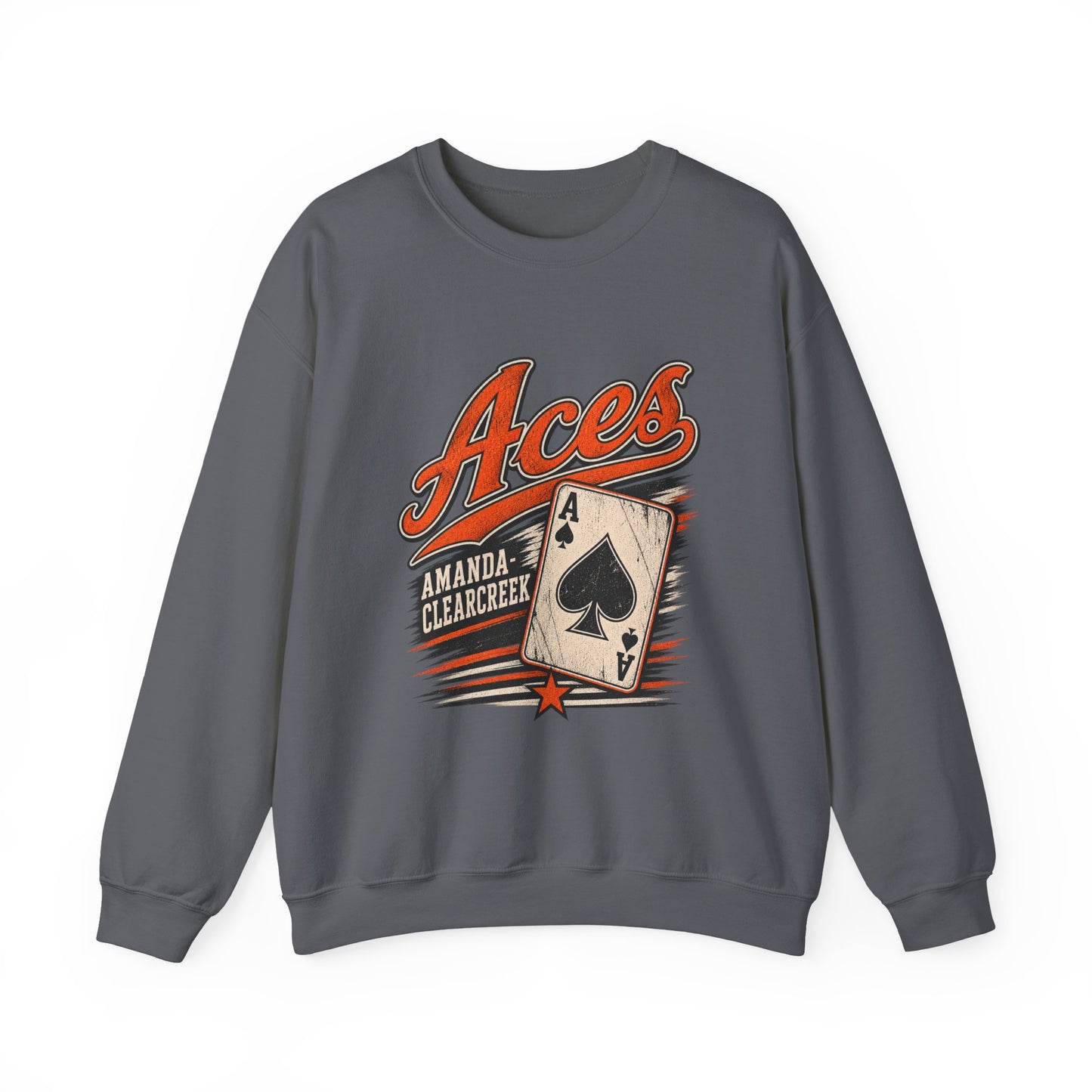 Amanda-Clearcreek Aces Vintage Card Crewneck Sweatshirt