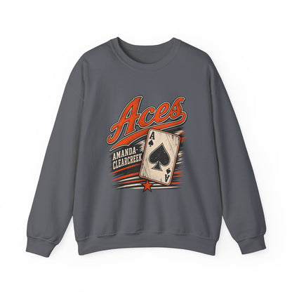 Amanda-Clearcreek Aces Vintage Card Crewneck Sweatshirt
