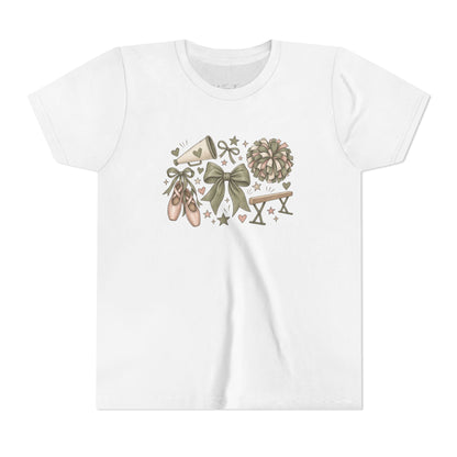 Ballet Floral Youth Tee — Pink Ballet Slippers & Bow Dance Shirt