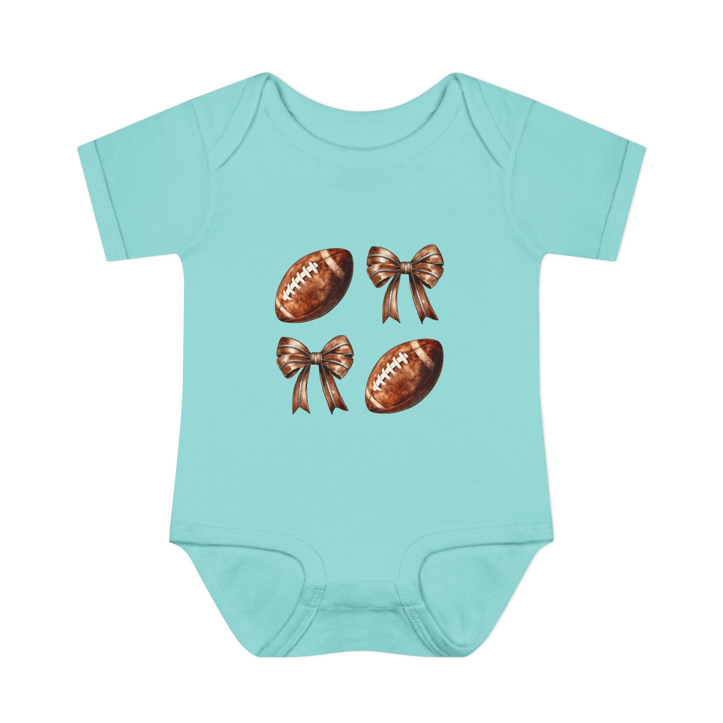Baby Bodysuit — Football & Bow Pattern Infant Onesie (Cute Game Day Outfit)