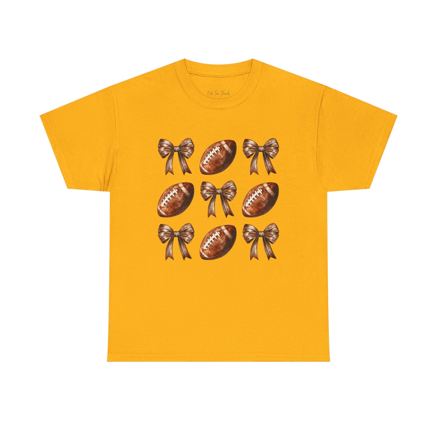 Football & Bows Tee — Cute Game Day Shirt for Fans & Moms