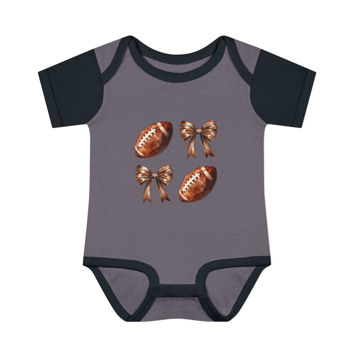 Baby Bodysuit — Football & Bow Pattern Infant Onesie (Cute Game Day Outfit)