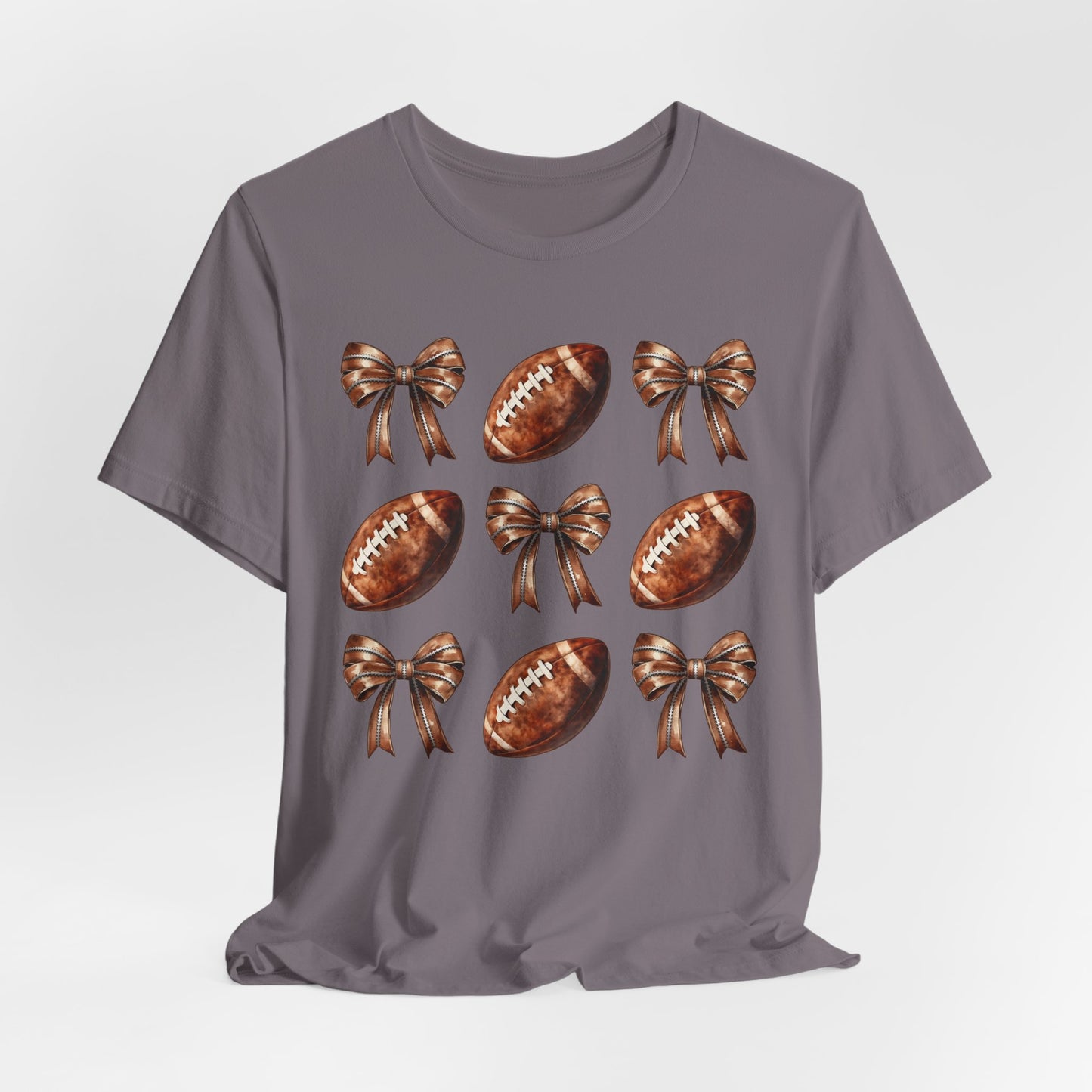 Football & Bows Tee — Cute Game Day Shirt for Fans & Moms