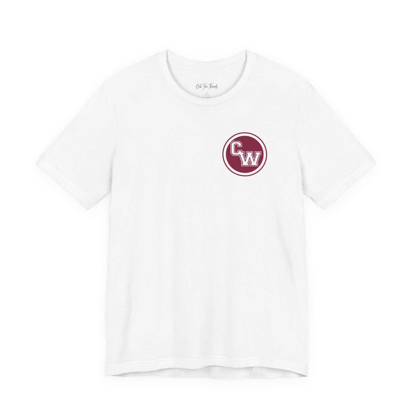 CW Circle Logo T‑Shirt – Maroon Chest Emblem Tee