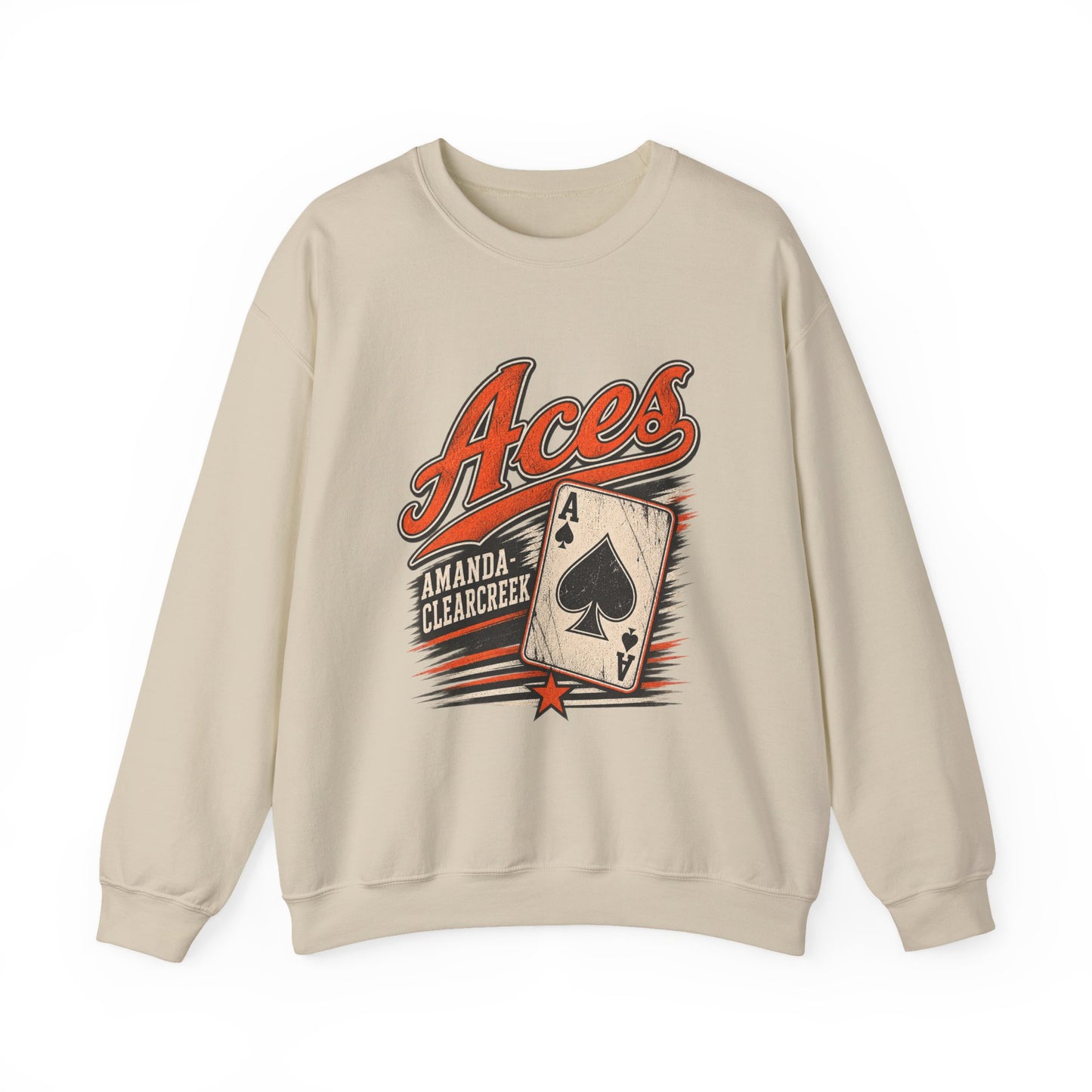 Amanda-Clearcreek Aces Vintage Card Crewneck Sweatshirt
