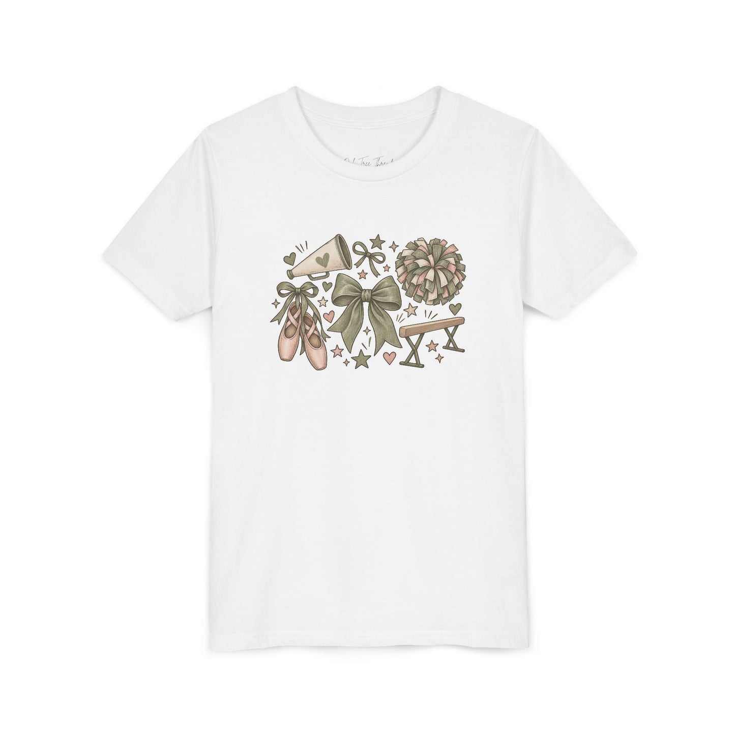 Ballet Floral Youth Tee — Pink Ballet Slippers & Bow Dance Shirt