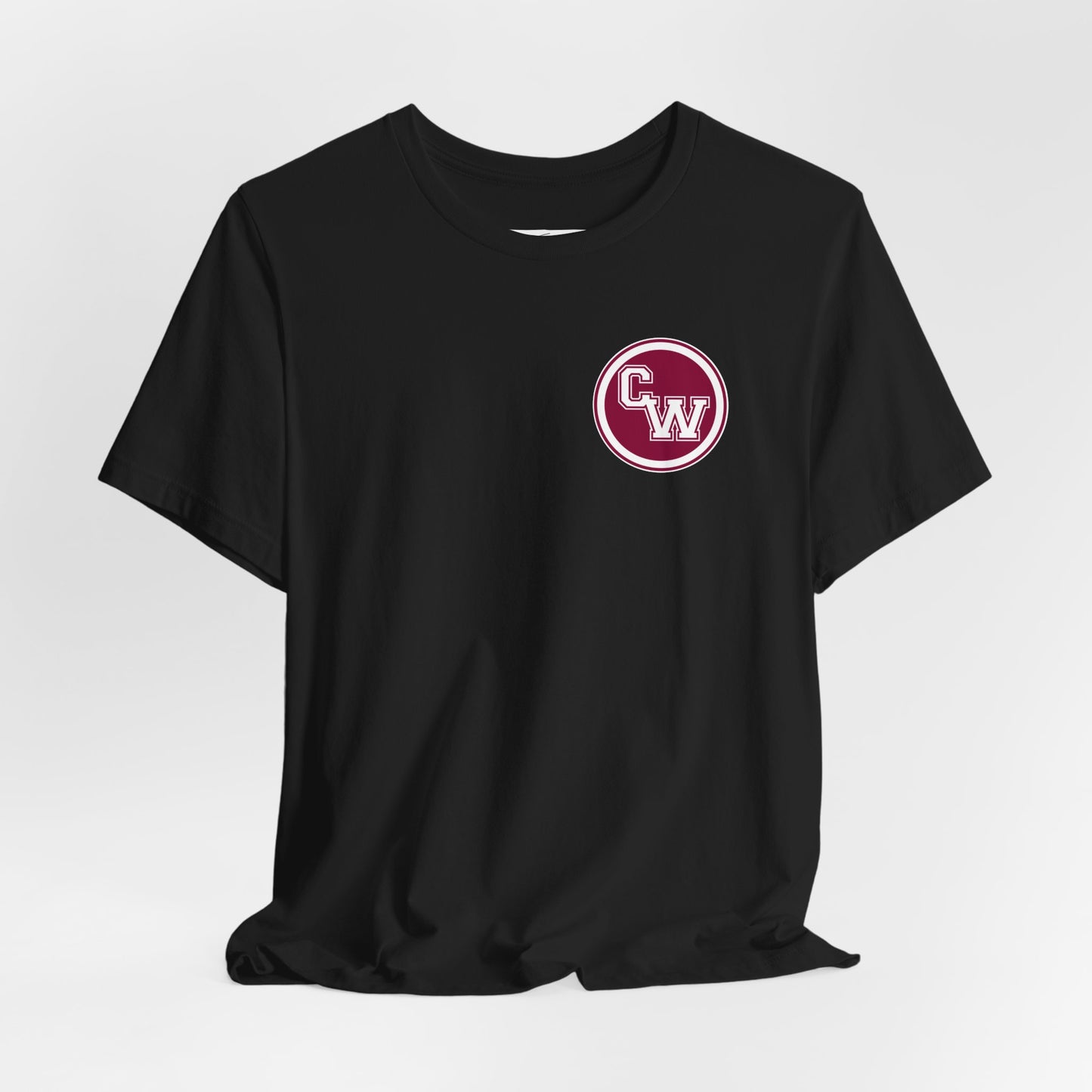 CW Circle Logo T‑Shirt – Maroon Chest Emblem Tee