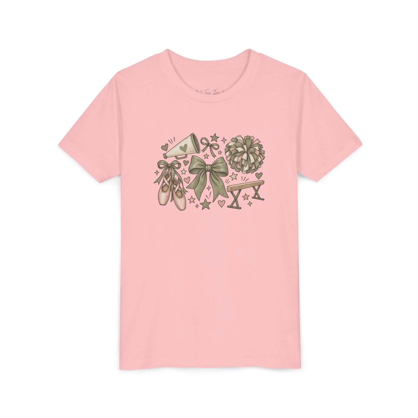 Ballet Floral Youth Tee — Pink Ballet Slippers & Bow Dance Shirt
