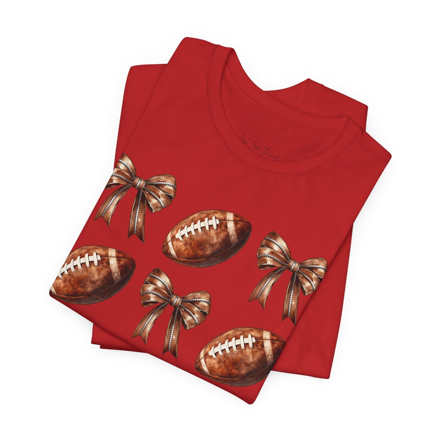 Football & Bows Tee — Cute Game Day Shirt for Fans & Moms