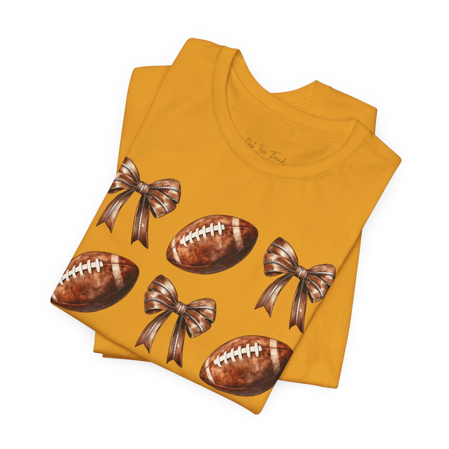 Football & Bows Tee — Cute Game Day Shirt for Fans & Moms