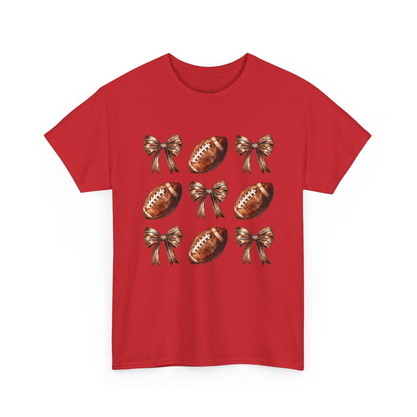Football & Bows Tee — Cute Game Day Shirt for Fans & Moms