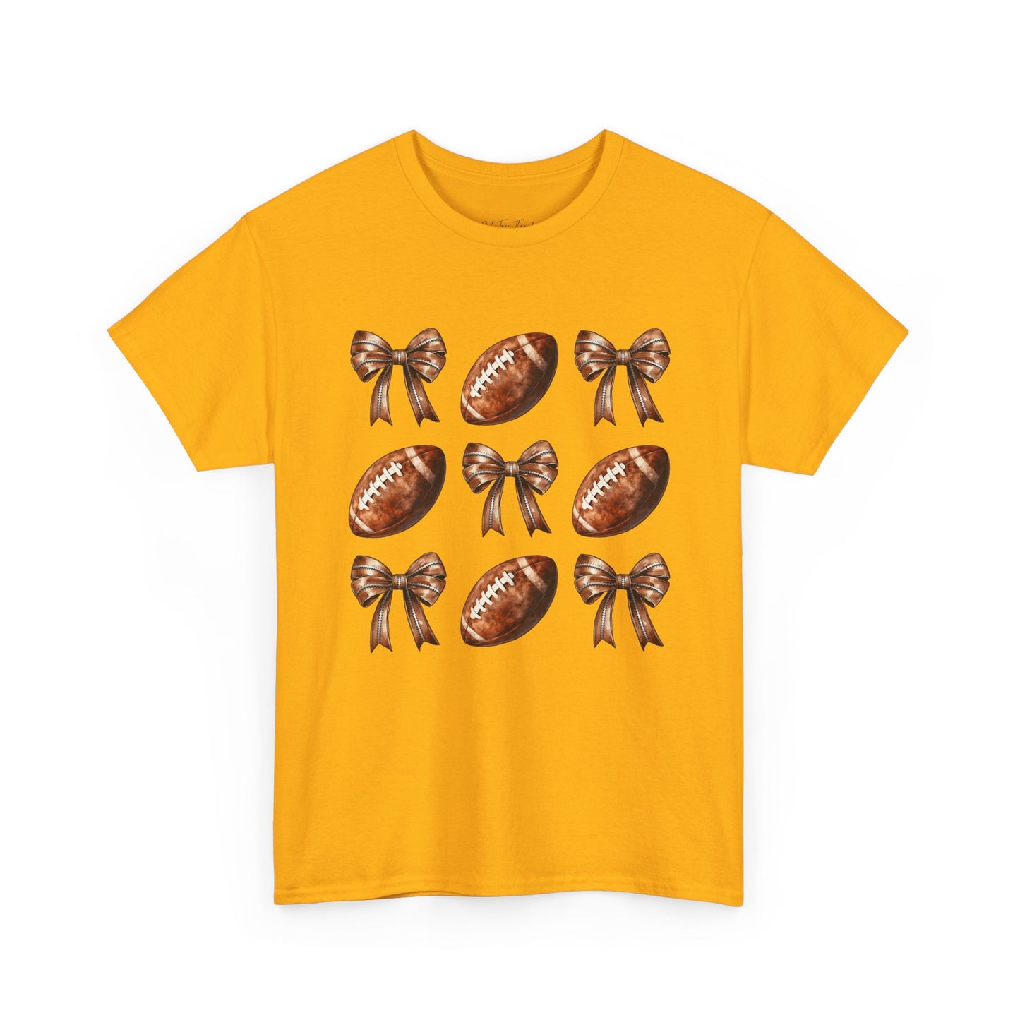Football & Bows Tee — Cute Game Day Shirt for Fans & Moms