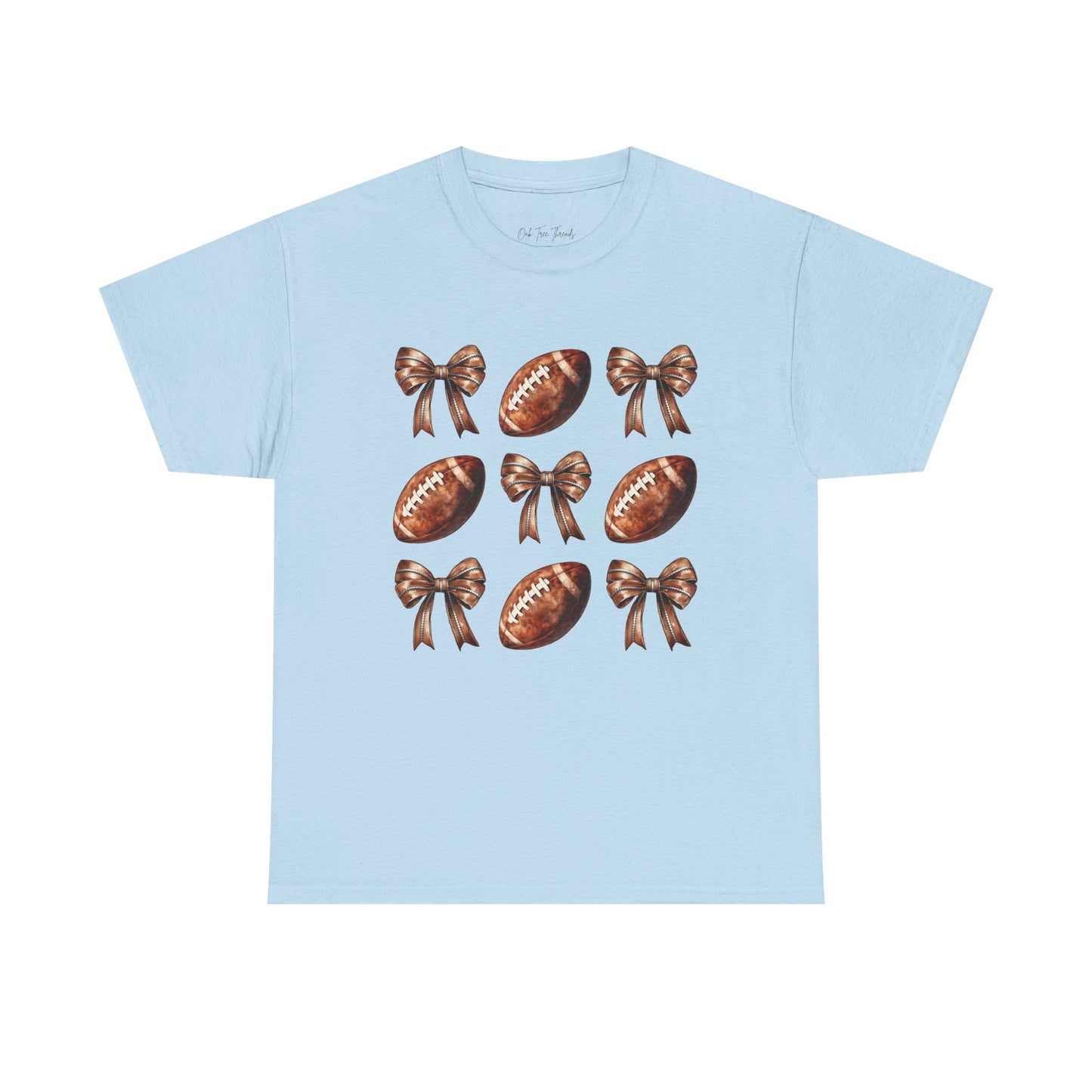 Football & Bows Tee — Cute Game Day Shirt for Fans & Moms