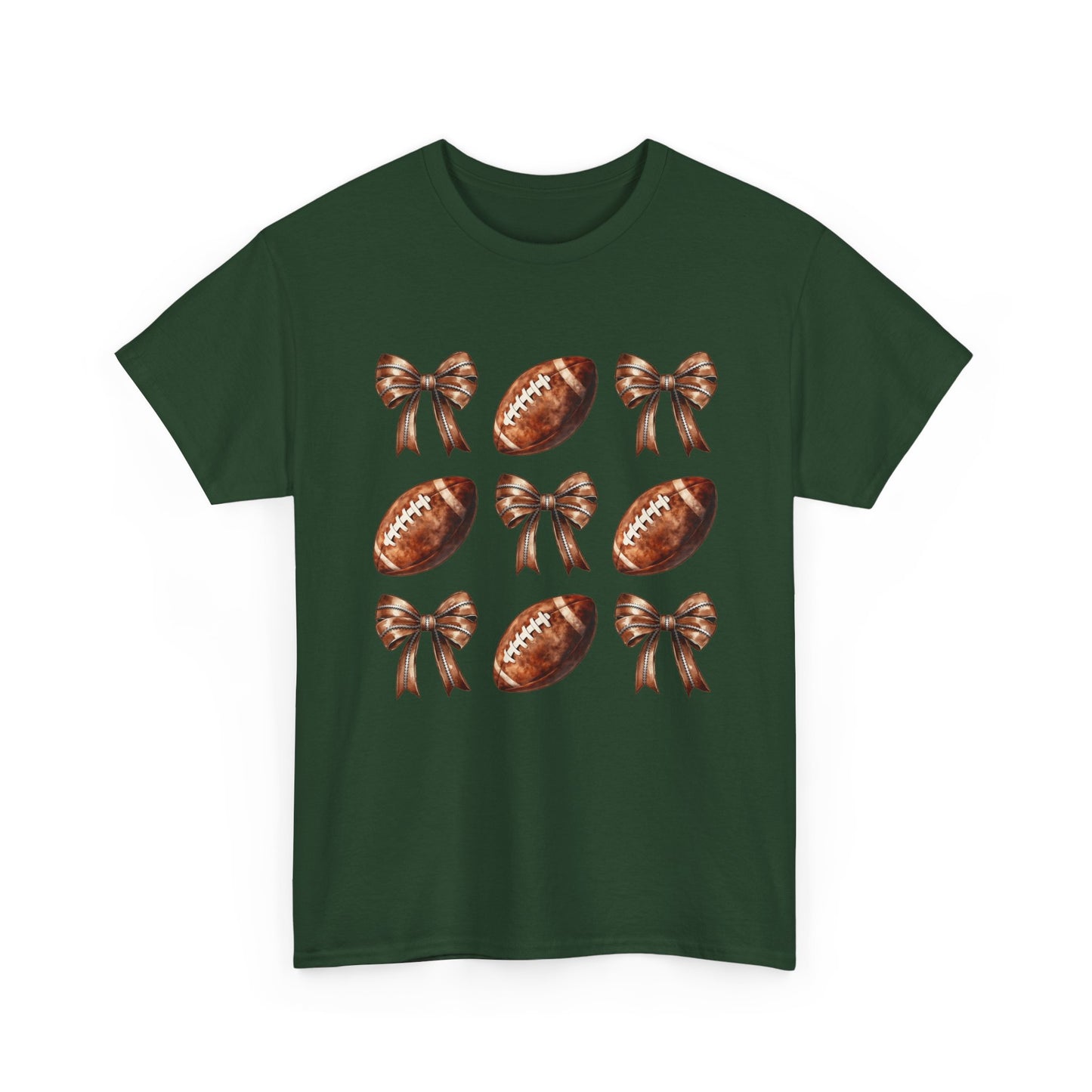 Football & Bows Tee — Cute Game Day Shirt for Fans & Moms