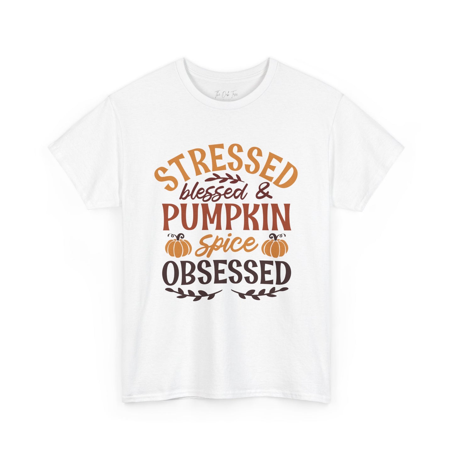 Stressed Blessed & Pumpkin Spice Obsessed Unisex Heavy Cotton Tee