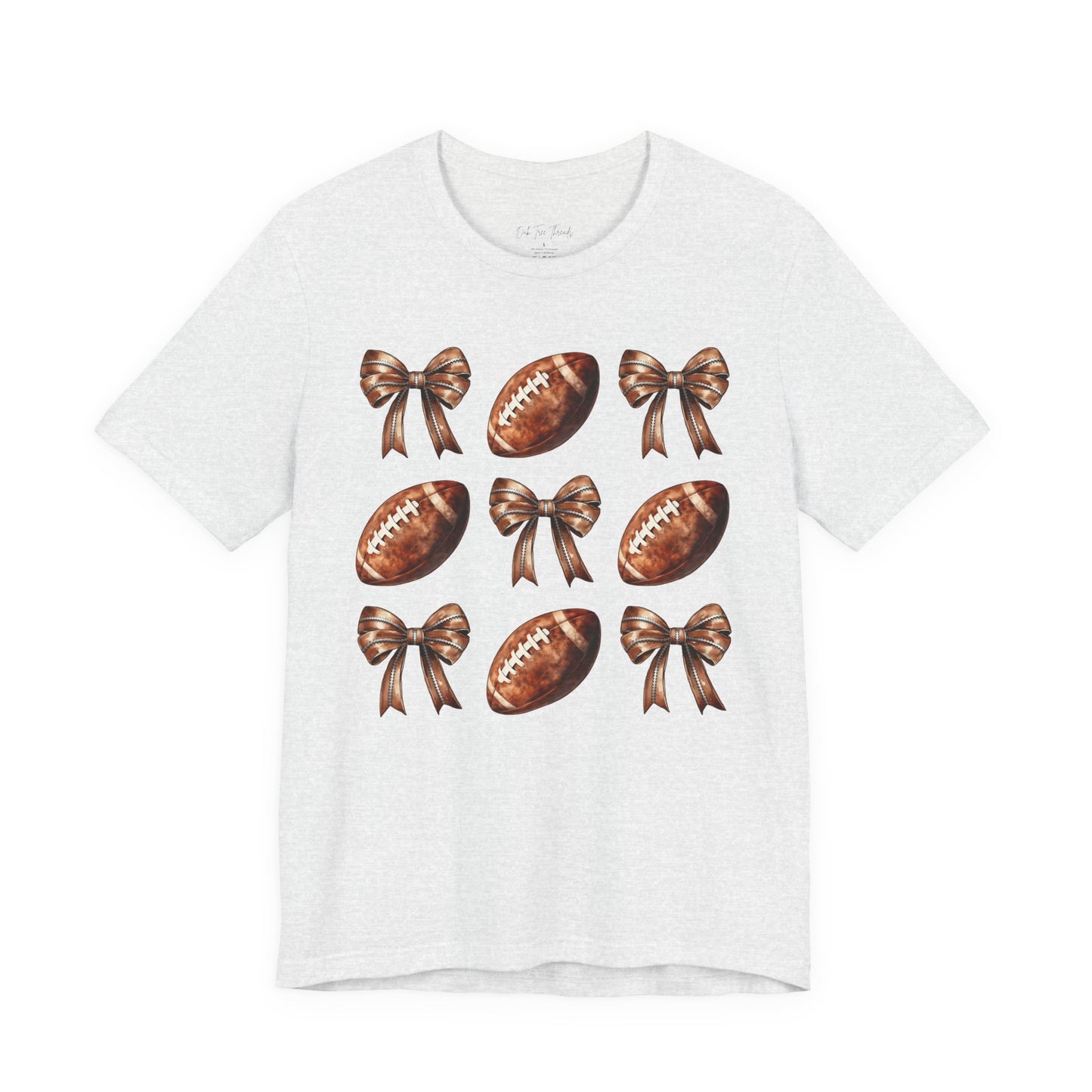 Football & Bows Tee — Cute Game Day Shirt for Fans & Moms