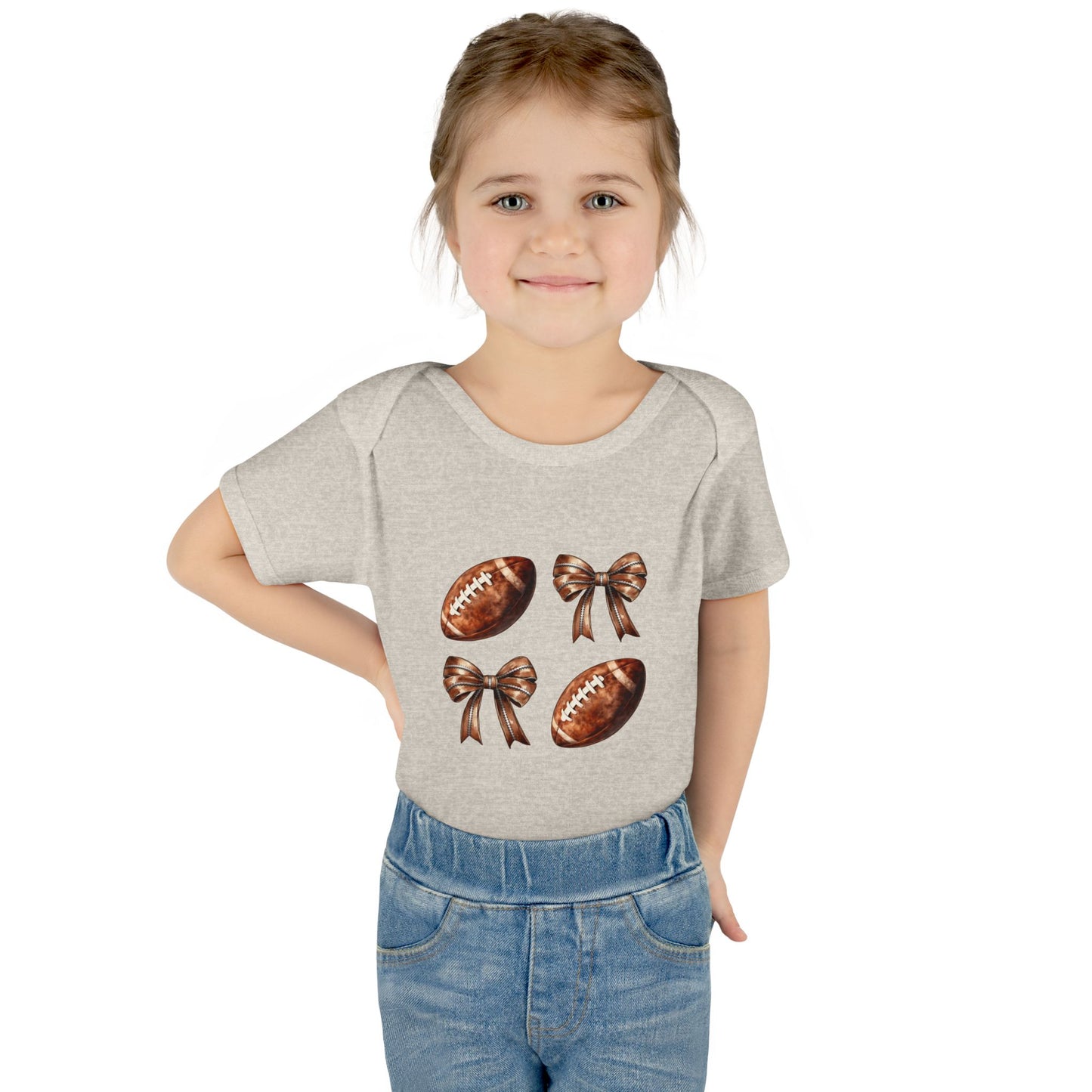 Baby Bodysuit — Football & Bow Pattern Infant Onesie (Cute Game Day Outfit)