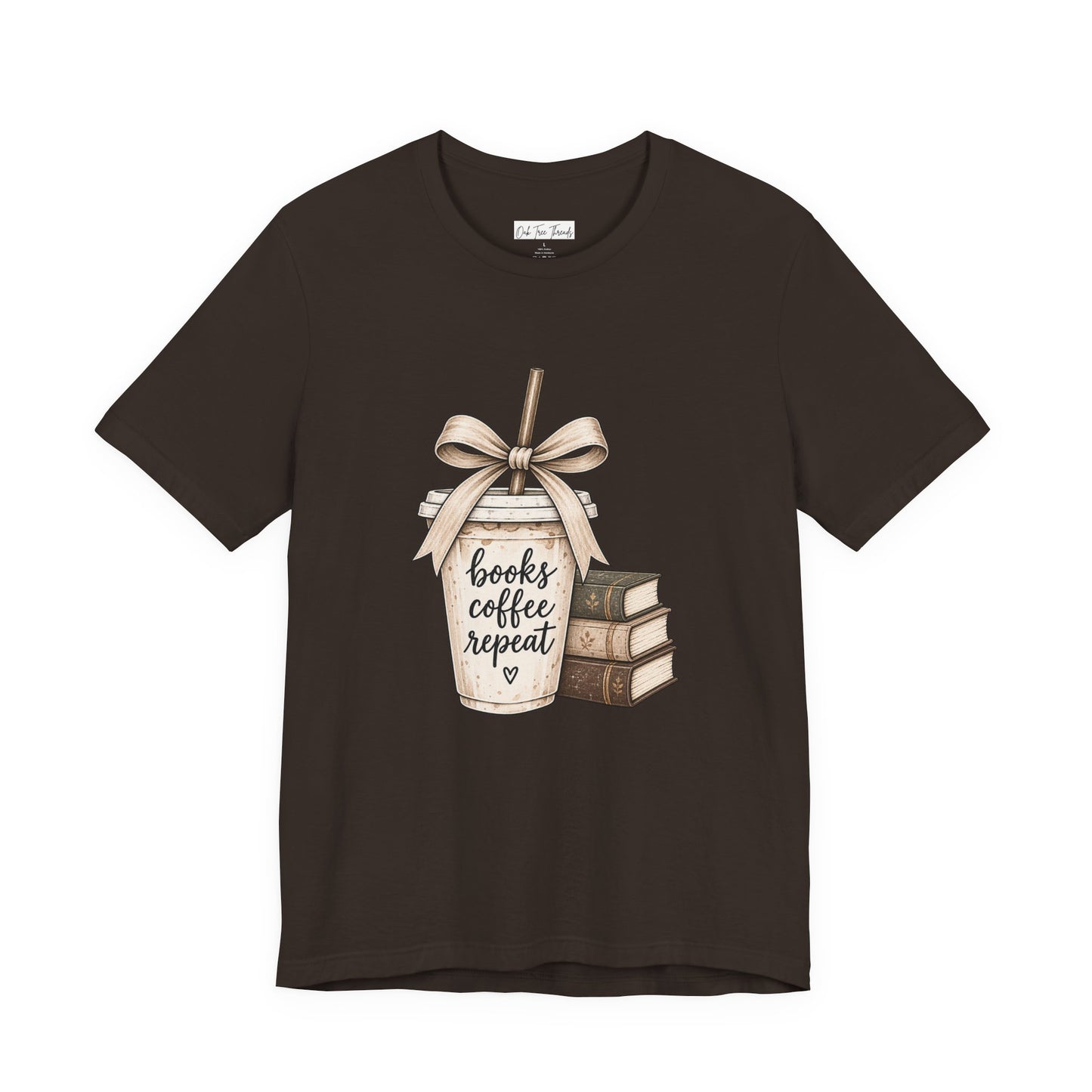 Books Coffee Repeat T‑Shirt — Cute Booklover Coffee Graphic Tee