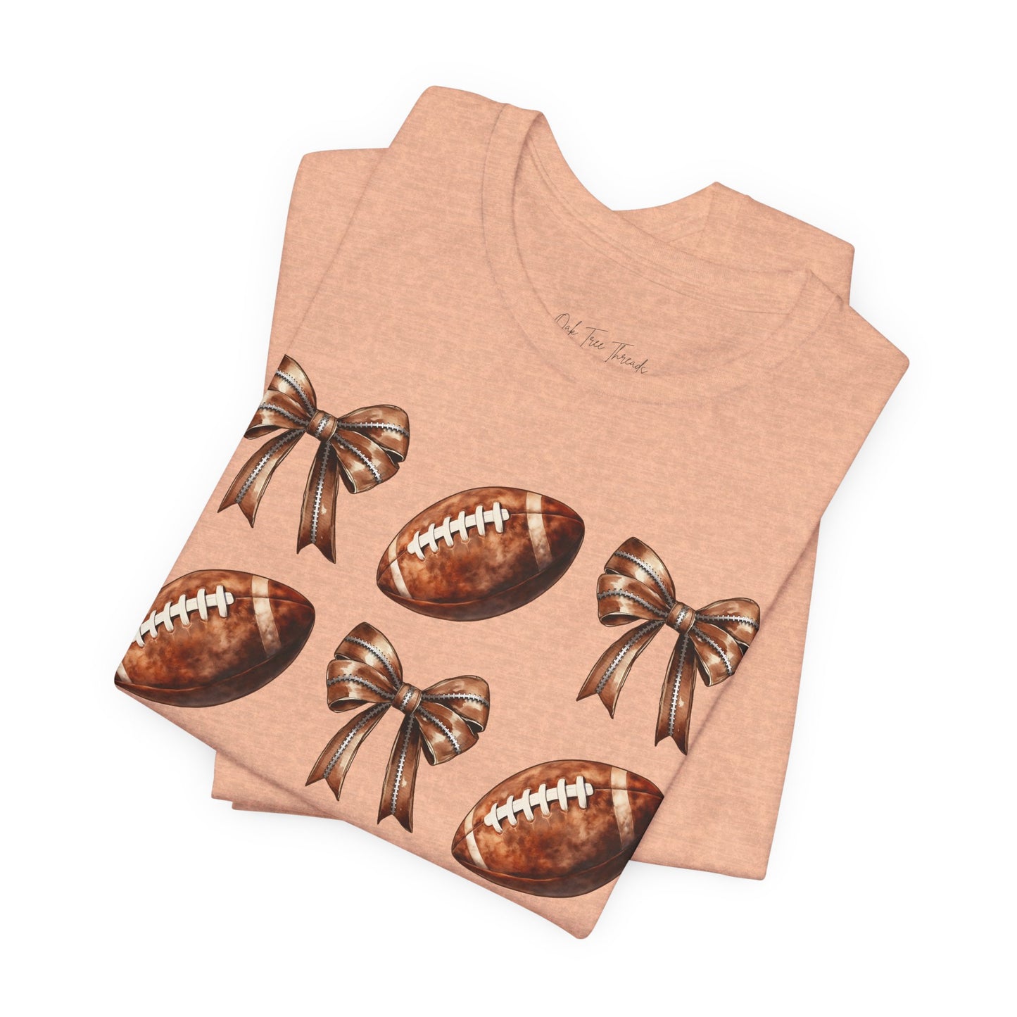 Football & Bows Tee — Cute Game Day Shirt for Fans & Moms