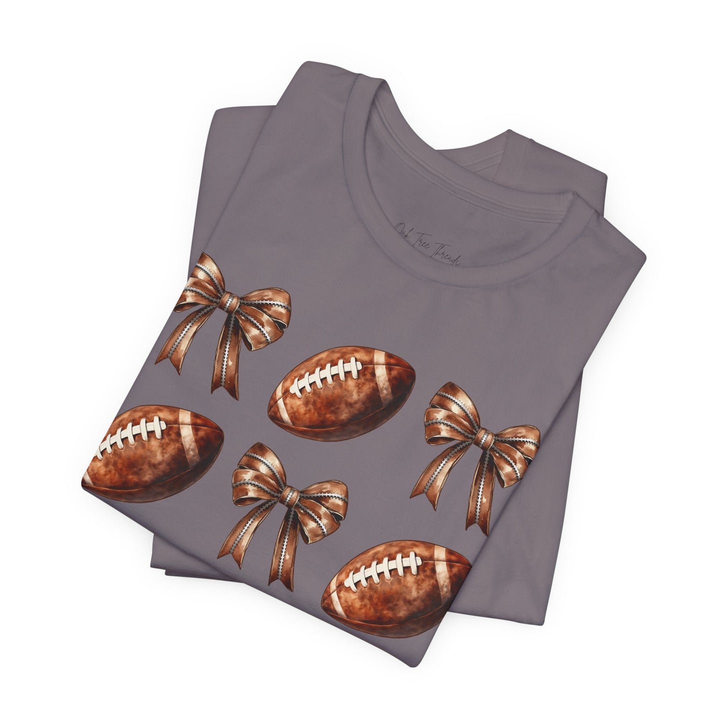 Football & Bows Tee — Cute Game Day Shirt for Fans & Moms