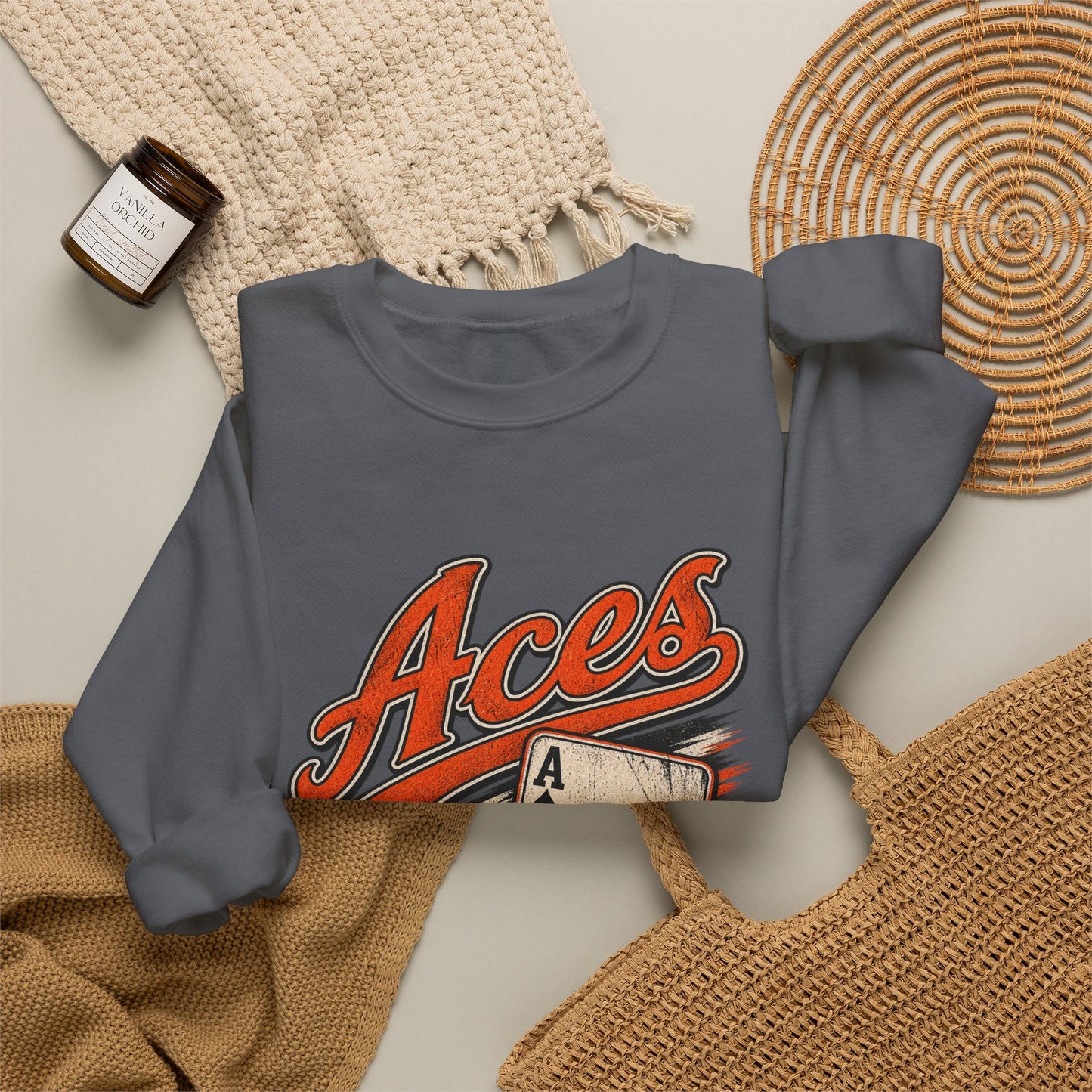 Amanda-Clearcreek Aces Vintage Card Crewneck Sweatshirt