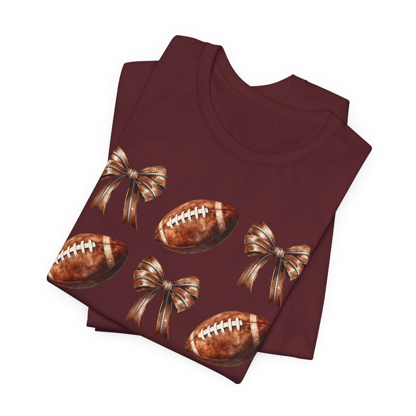 Football & Bows Tee — Cute Game Day Shirt for Fans & Moms