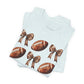 Football & Bows Tee — Cute Game Day Shirt for Fans & Moms