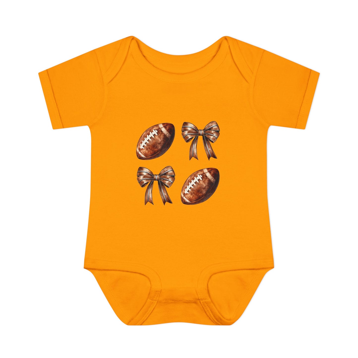 Baby Bodysuit — Football & Bow Pattern Infant Onesie (Cute Game Day Outfit)