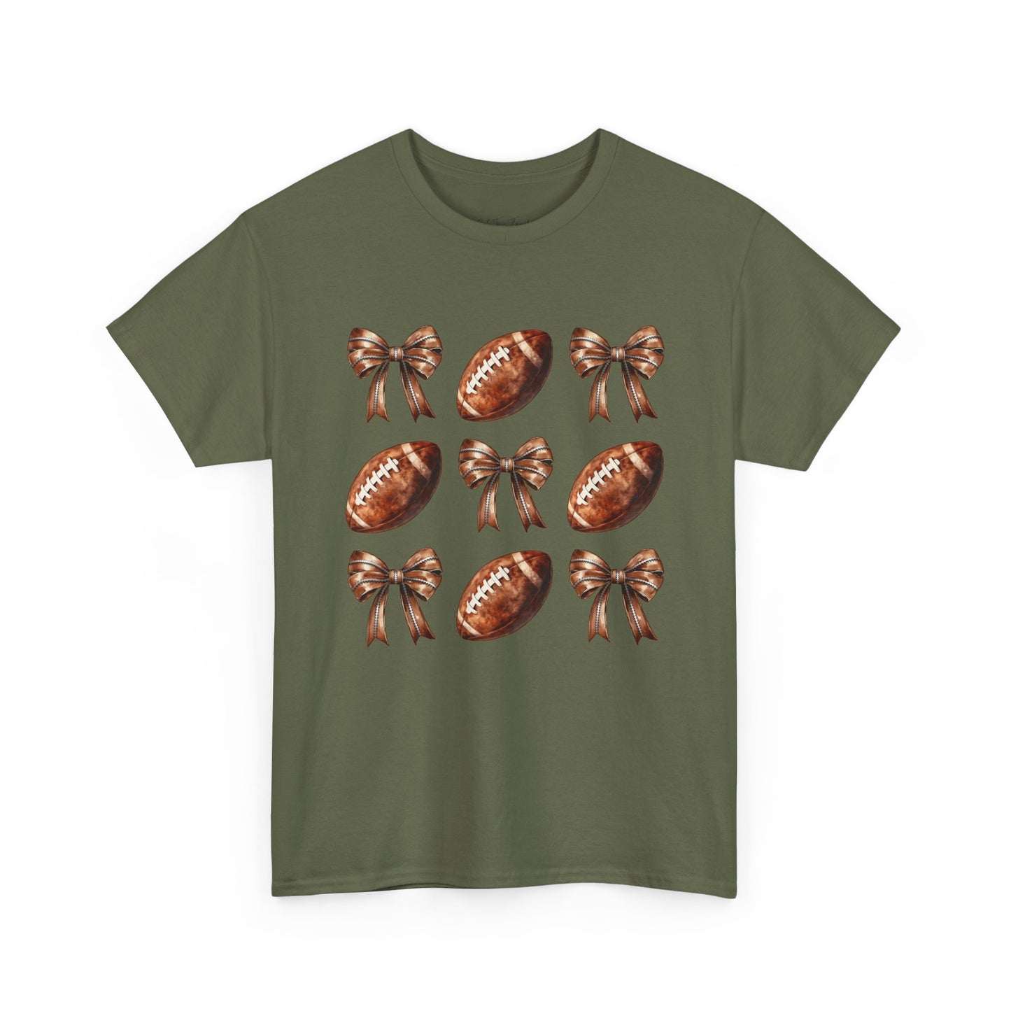 Football & Bows Tee — Cute Game Day Shirt for Fans & Moms