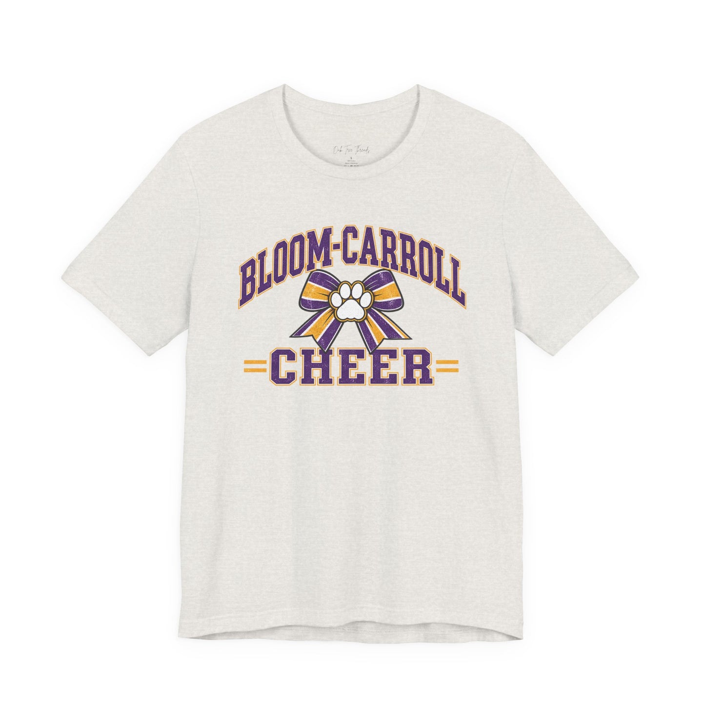 Bloom-Carroll Cheer T-Shirt — Purple & Gold Bow Spirit Tee