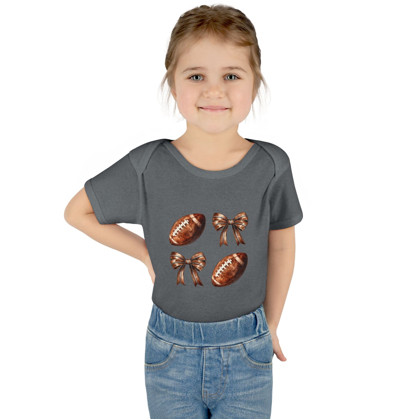 Baby Bodysuit — Football & Bow Pattern Infant Onesie (Cute Game Day Outfit)