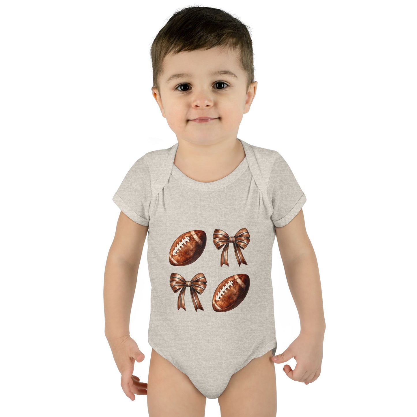 Baby Bodysuit — Football & Bow Pattern Infant Onesie (Cute Game Day Outfit)