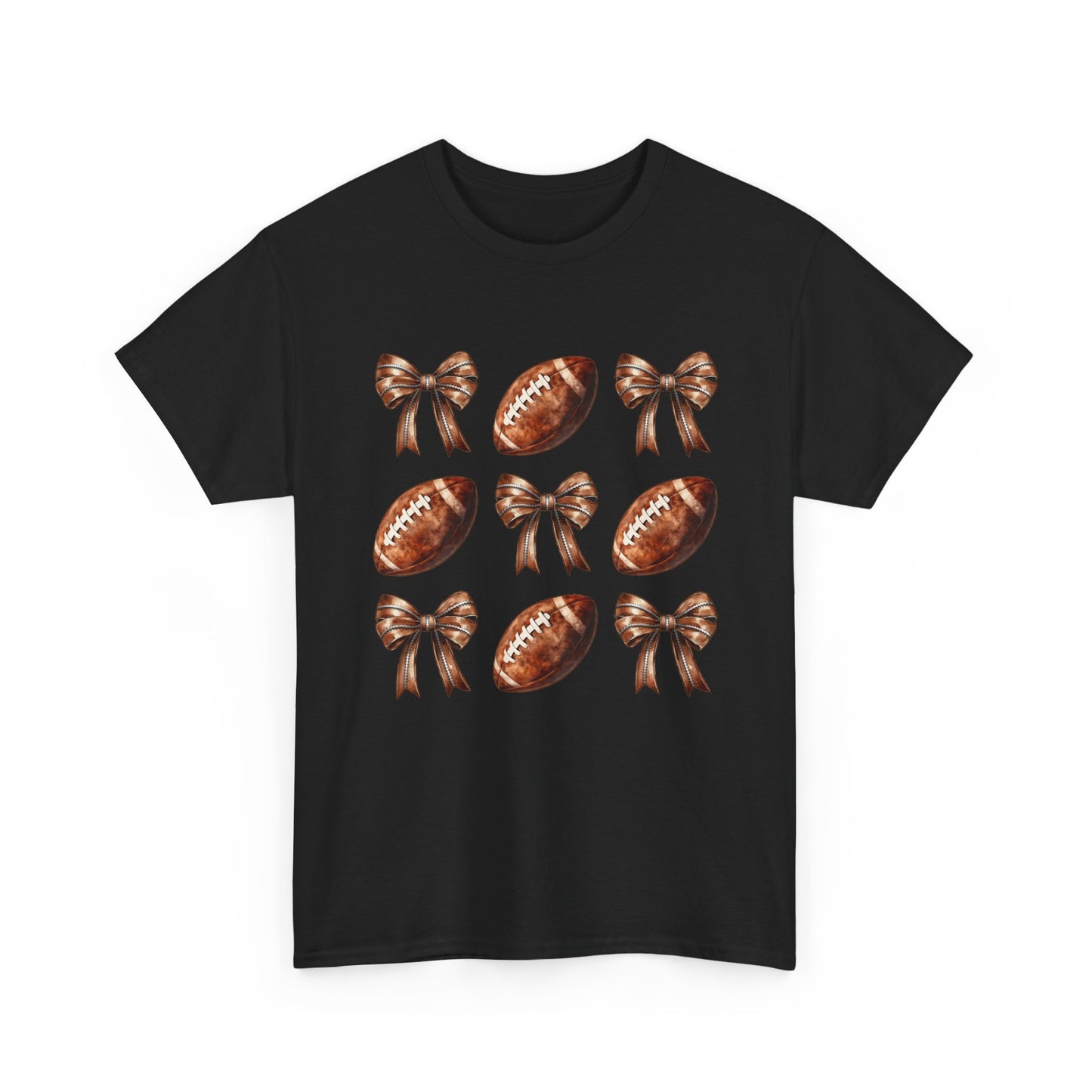 Football & Bows Tee — Cute Game Day Shirt for Fans & Moms
