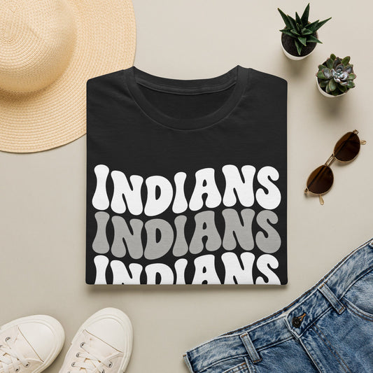 Indians Retro Stack Tee — Vintage Script Team Pride T-Shirt