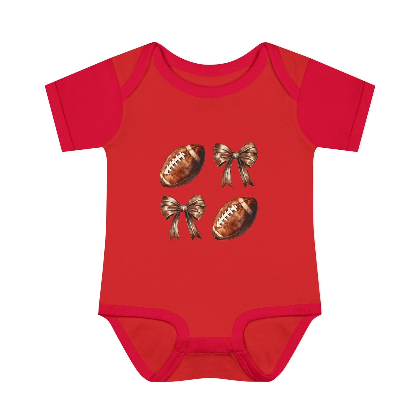 Baby Bodysuit — Football & Bow Pattern Infant Onesie (Cute Game Day Outfit)