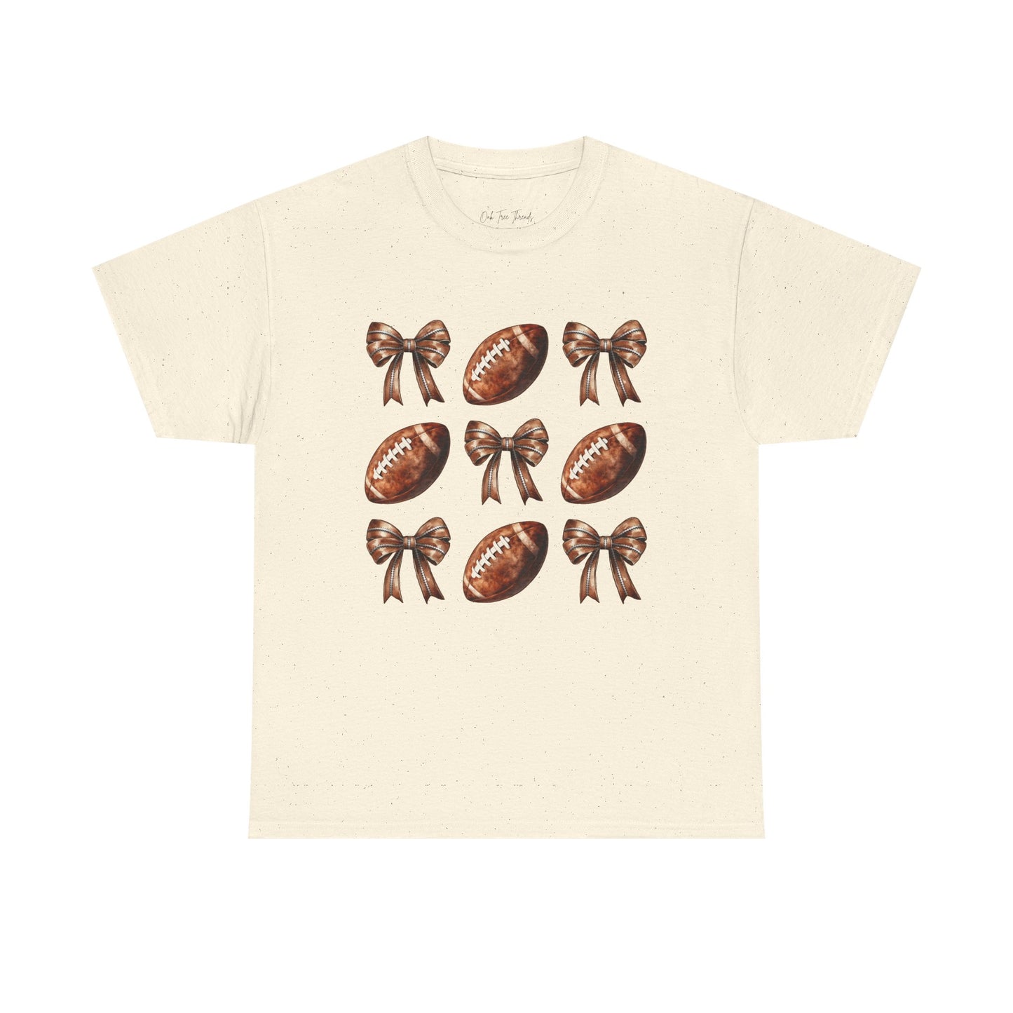 Football & Bows Tee — Cute Game Day Shirt for Fans & Moms