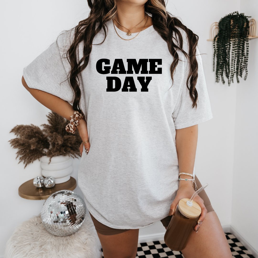 Game Day- Black Text Tee