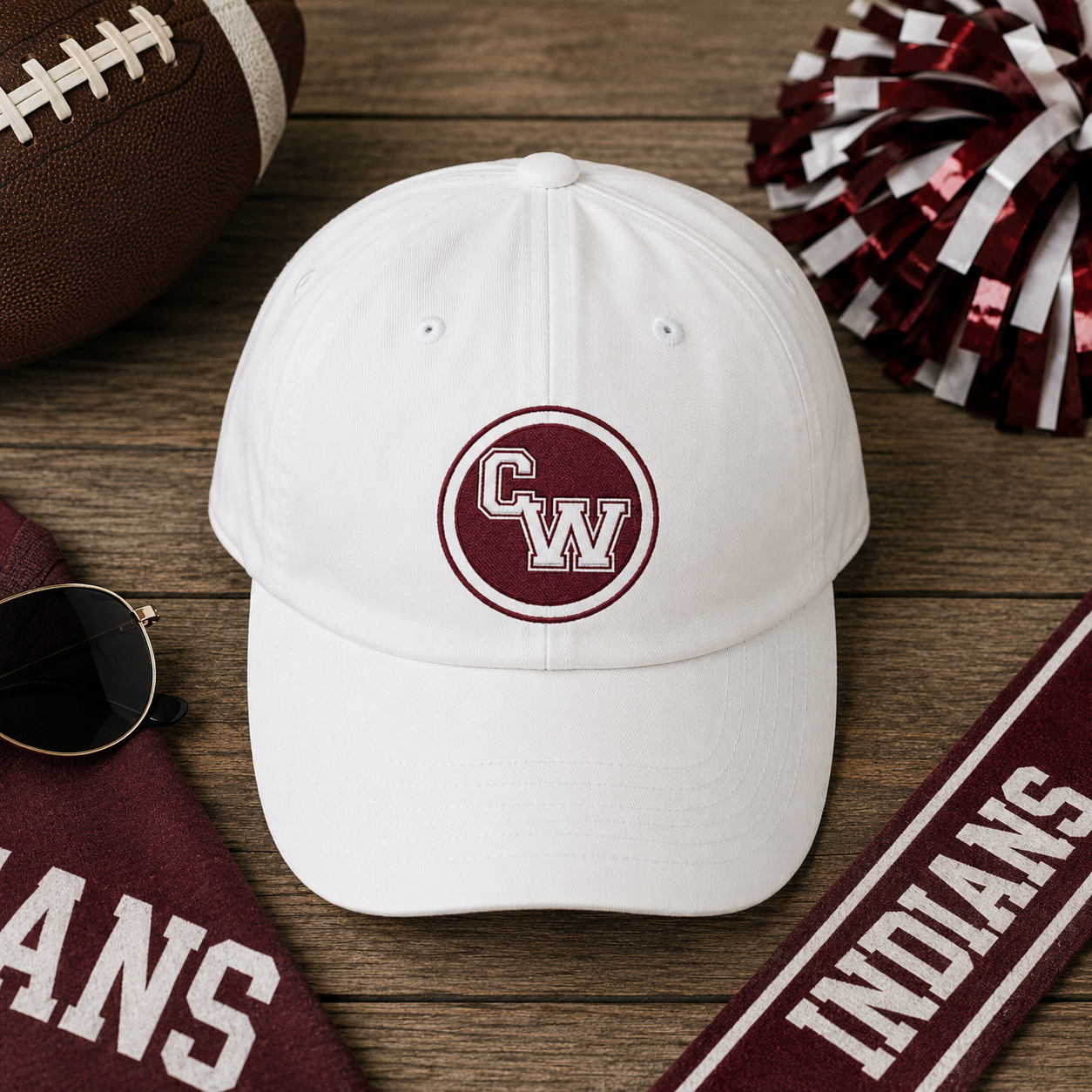 Embroidered 'CW' Cap — Classic Vintage College Baseball Hat