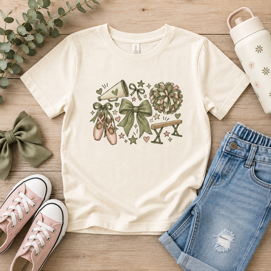 Ballet Floral Youth Tee — Pink Ballet Slippers & Bow Dance Shirt