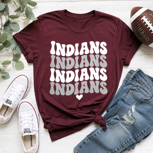 Indians Retro Stack Tee — Vintage Script Team Pride T-Shirt