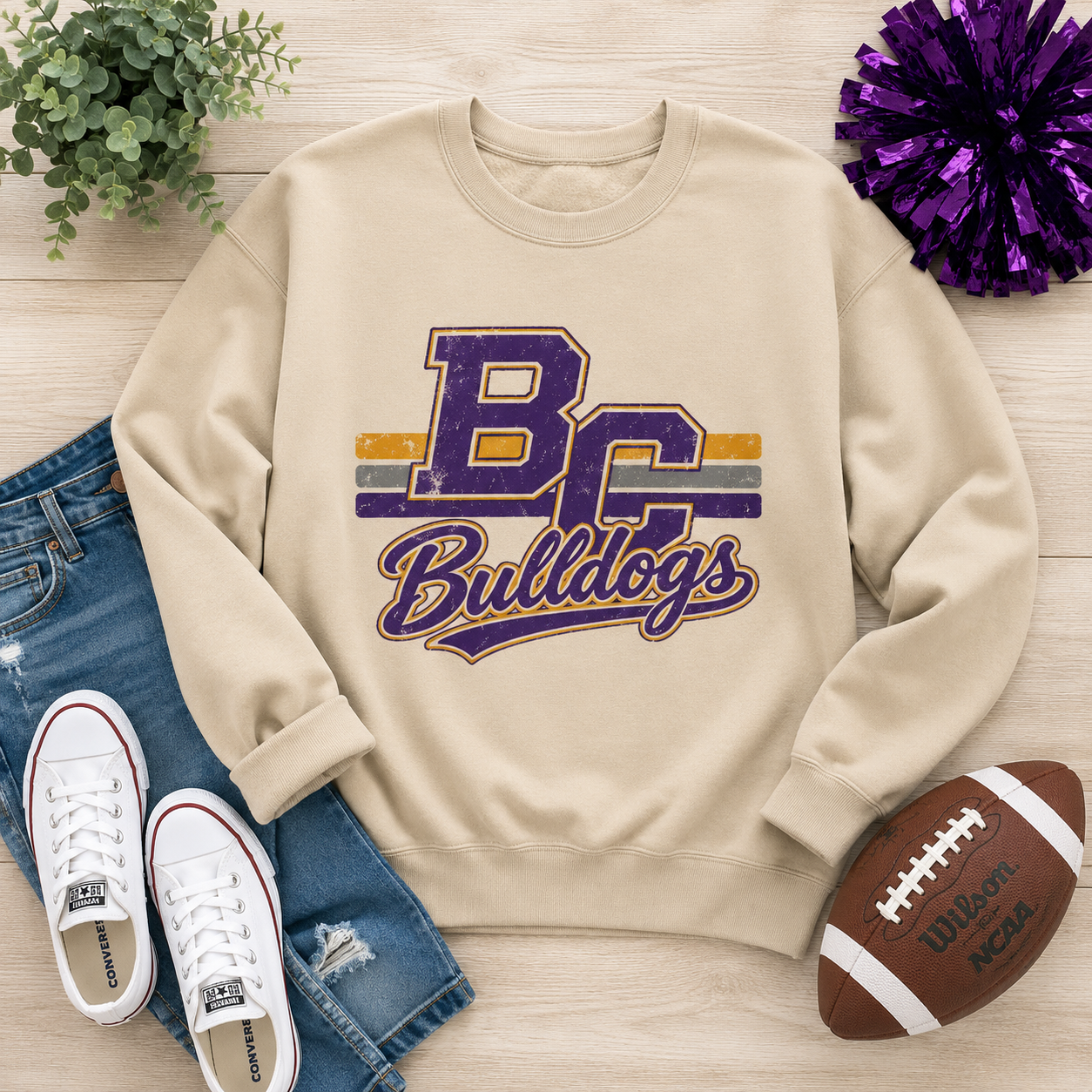 Bloom-Carroll Bulldogs Retro Crewneck Sweatshirt