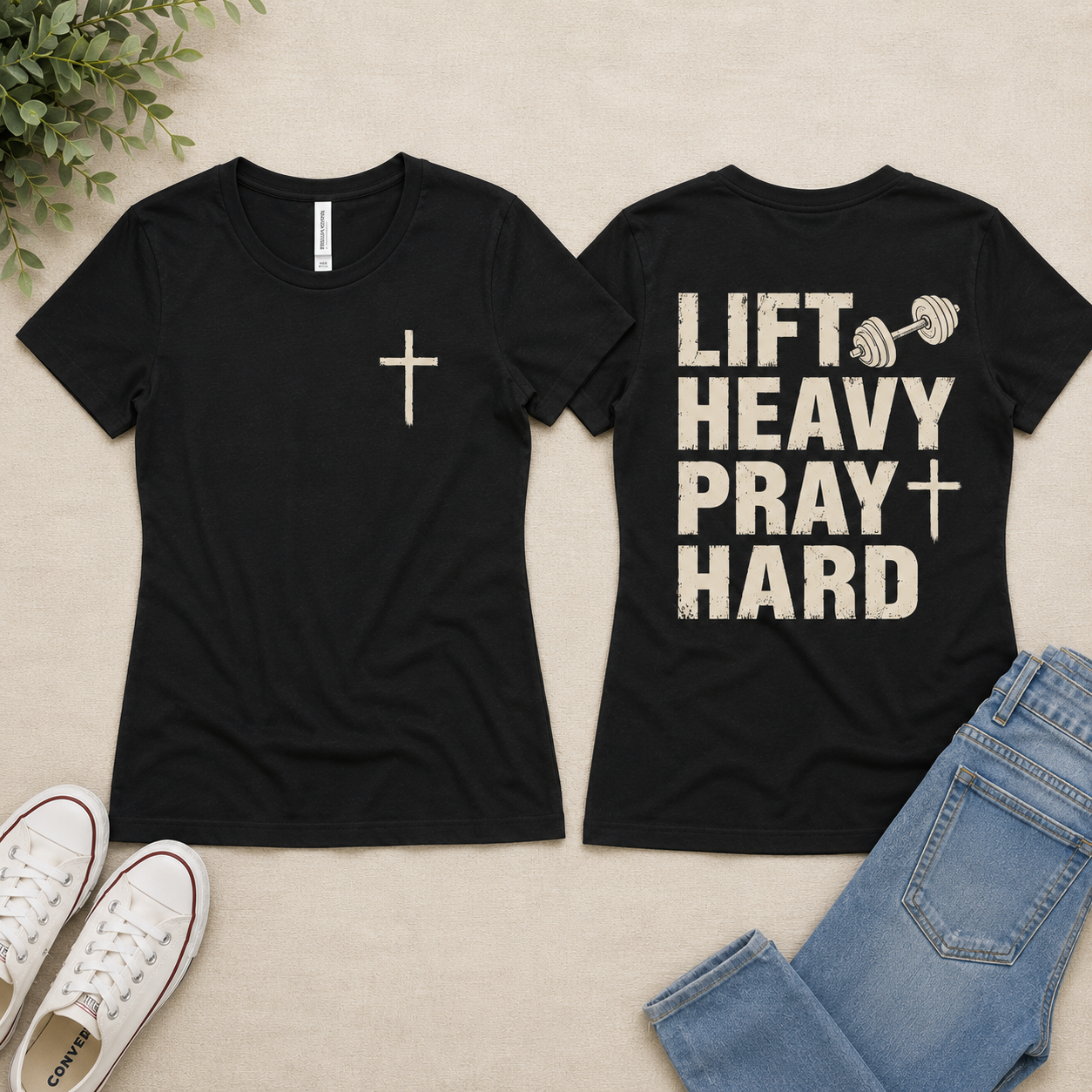 Lift Heavy Pray Hard Women's Tee — Faith & Fitness Graphic Shirt