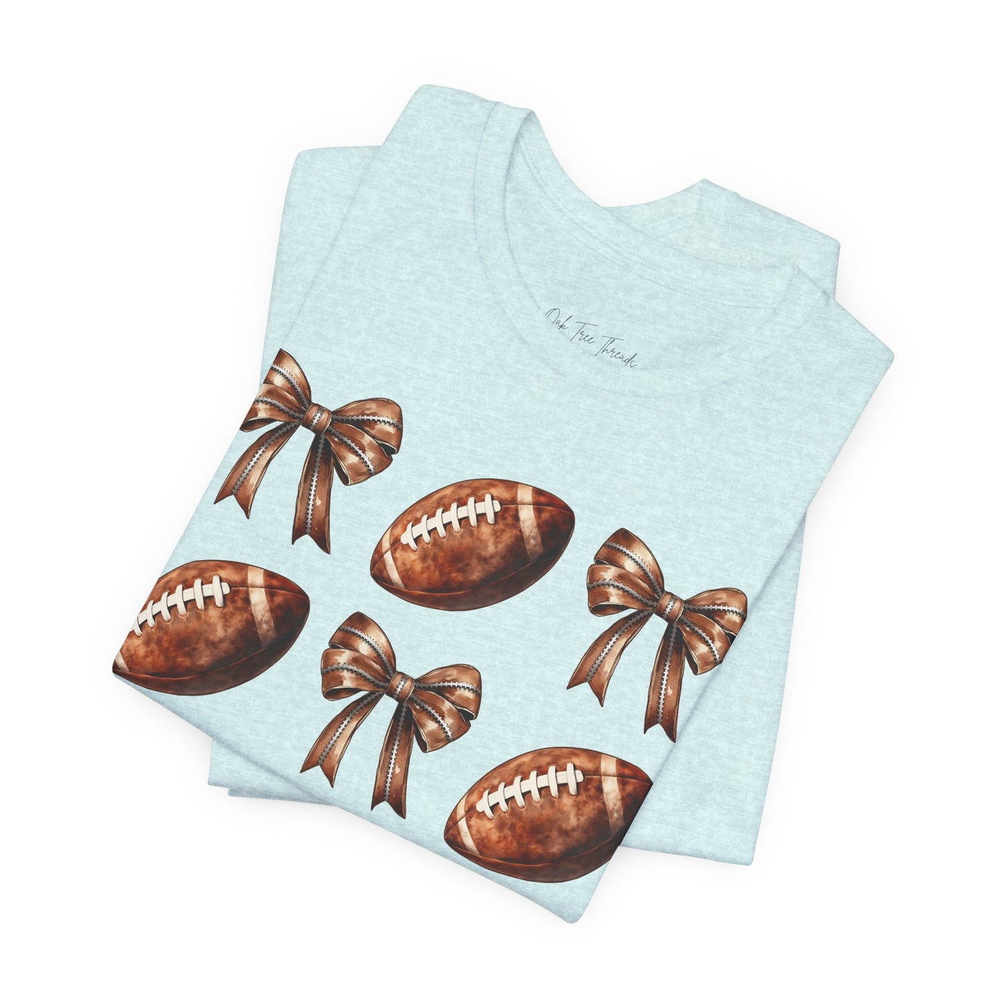 Football & Bows Tee — Cute Game Day Shirt for Fans & Moms
