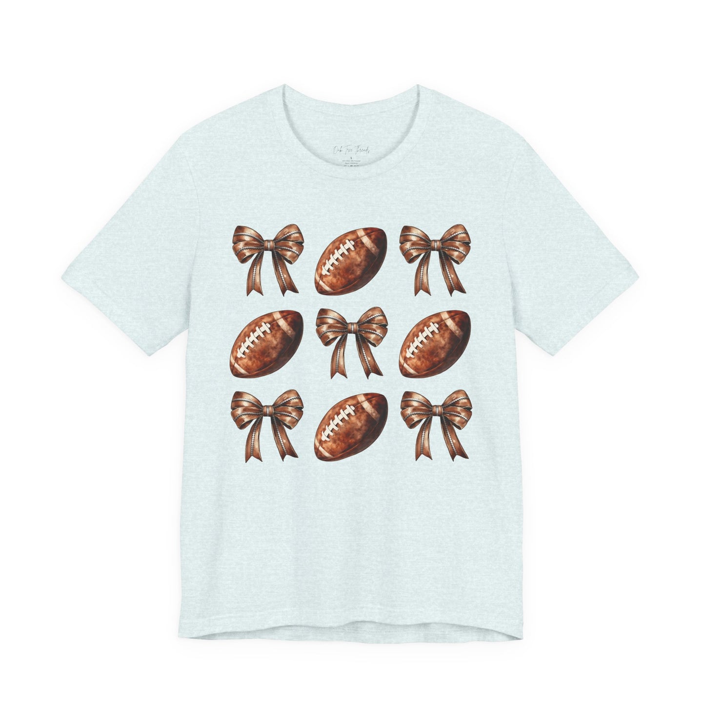 Football & Bows Tee — Cute Game Day Shirt for Fans & Moms