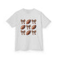 Kids Football & Bows T‑Shirt — Cute Gridiron Pattern for Girls, Youth Game Day Tee